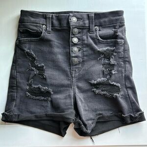 American Eagle Outfitters Charcoal Distressed Jean Shorts